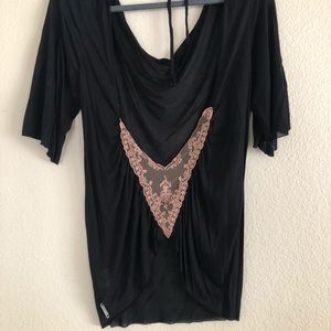 BOUTIQUE LOW BACK PINK SHEER LACE BLACK
